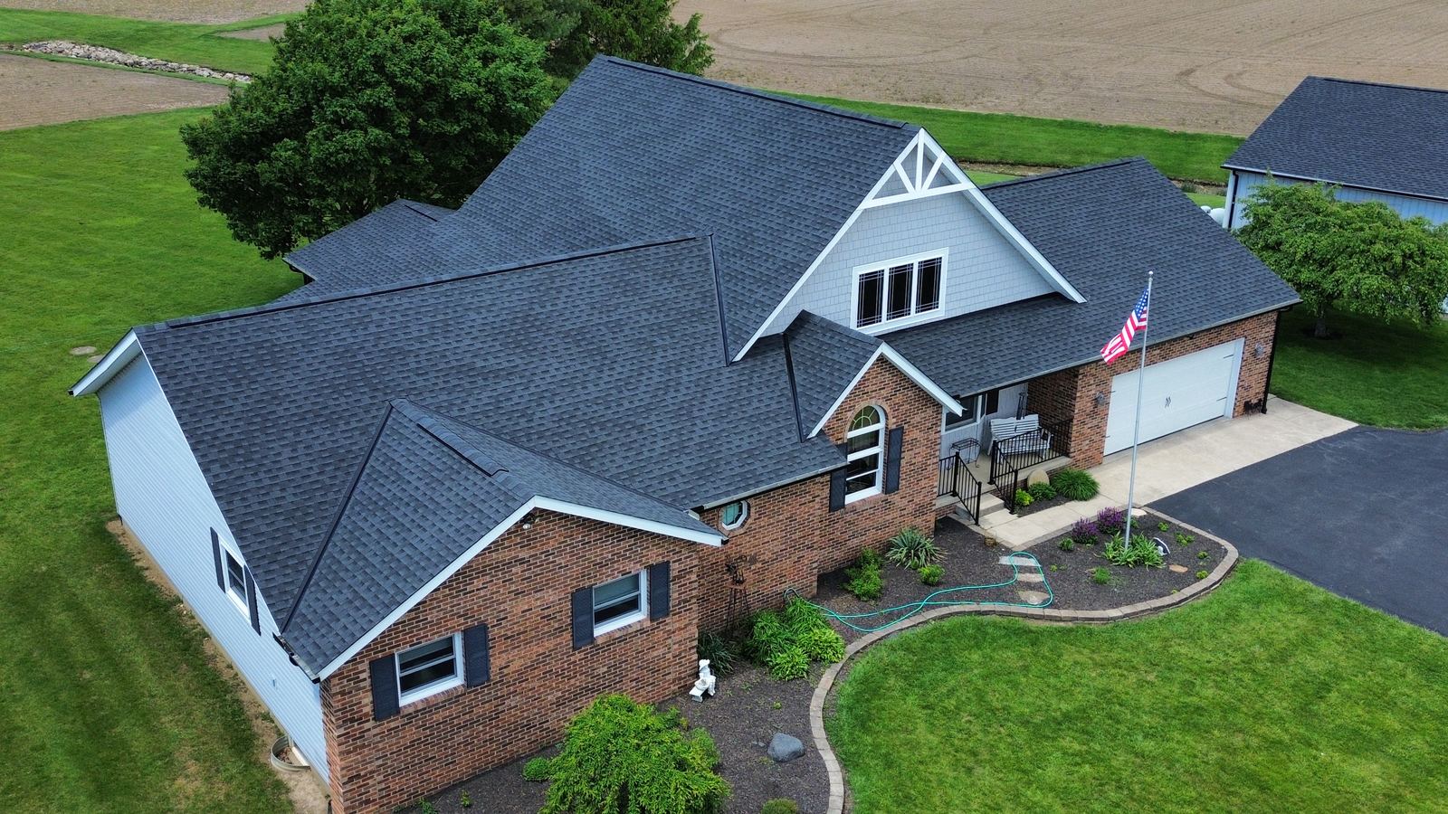 Completed shingle roof replacement