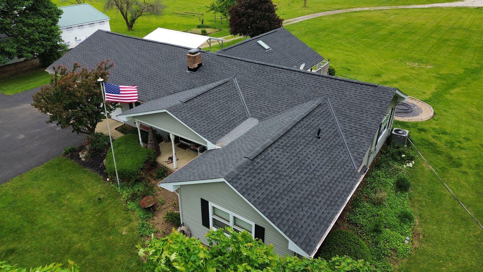 Completed shingle roof replacement